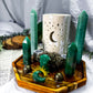 Prosper & Protect | Green Aventurine and Pyrite Altar with Detached Oil Burner and Double Chime Holders