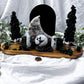 Lunar Veil: Moonstone Crystal Altar with Scrying Mirror, Obsidian, and Candle Holders for Lunar Rituals and Spiritual Clarity