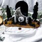 Lunar Veil: Moonstone Crystal Altar with Scrying Mirror, Obsidian, and Candle Holders for Lunar Rituals and Spiritual Clarity