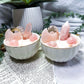 Rose Quartz Crystal Teacup Candle | Self Love Candle with Rose Quartz, Clear Quartz & Floral Soy Wax Candle