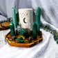 Prosper & Protect | Green Aventurine and Pyrite Altar with Detached Oil Burner and Double Chime Holders