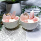 Rose Quartz Crystal Teacup Candle | Self Love Candle with Rose Quartz, Clear Quartz & Floral Soy Wax Candle
