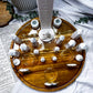 Howlite Crystal Altar | Chakra Incense Holder, Triple Tealight, Double Chime & Mini Flower Vases