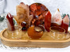 Energy & Creativity Bamboo Tray | Carnelian Coaster with Towers, Hamsa, Moon Bowl & Tealight Altar