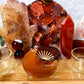 Energy & Creativity Bamboo Tray | Carnelian Coaster with Towers, Hamsa, Moon Bowl & Tealight Altar