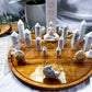 Howlite Crystal Altar | Chakra Incense Holder, Triple Tealight, Double Chime & Mini Flower Vases