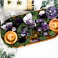 Amethyst Altar Tray | Acacia Wood with Tealight Holder, Incense Holder, Druzy Clusters, and Crystal Display