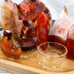 Energy & Creativity Bamboo Tray | Carnelian Coaster with Towers, Hamsa, Moon Bowl & Tealight Altar