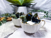 Labradorite Crystal Teacup Candle | Protection Candle with Labradorite Palm Stone, Moon & Goddess