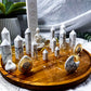Howlite Crystal Altar | Chakra Incense Holder, Triple Tealight, Double Chime & Mini Flower Vases