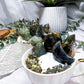 Labradorite Crystal Teacup Candle | Protection Candle with Labradorite Palm Stone, Moon & Goddess