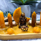 Golden Healer & Orange Calcite Crystal Altar | Double Tarot, Double Chime, Incense & Tealight Meditation Altar