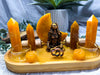 Golden Healer & Orange Calcite Crystal Altar | Double Tarot, Double Chime, Incense & Tealight Meditation Altar