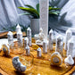 Howlite Crystal Altar | Chakra Incense Holder, Triple Tealight, Double Chime & Mini Flower Vases