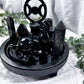 Shadowmother: Dark Goddess Altar Set with Obsidian Flame, Spiral Goddess, Triple Moon Incense Burner, and Chime Holders