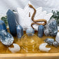 Calm & Clarity Bamboo Tray | Angelite & Celestite Altar with White Lotus, Gold Snake & Clear Quartz Moons