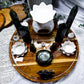 Labradorite Lotus Altar | Detachable Lotus Oil Burner, Lotus Tealight Holders, Flower Vases & Crystal Display
