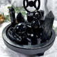 Shadowmother: Dark Goddess Altar Set with Obsidian Flame, Spiral Goddess, Triple Moon Incense Burner, and Chime Holders