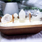 Clear Quartz Crystal Candle | Handmade Soy Dough Bowl Candle | Clarity Candle with Bohemian Rose Scent