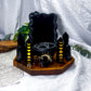 Veilkeeper Set | Obsidian Altar with Scrying Frame, Pentacle Cauldron, Tarot Holder and Double Chime Holders