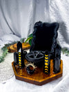 Veilkeeper Set | Obsidian Altar with Scrying Frame, Pentacle Cauldron, Tarot Holder and Double Chime Holders