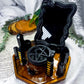 Veilkeeper Set | Obsidian Altar with Scrying Frame, Pentacle Cauldron, Tarot Holder and Double Chime Holders