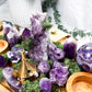 Amethyst Altar Tray | Acacia Wood with Tealight Holder, Incense Holder, Druzy Clusters, and Crystal Display