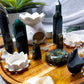 Labradorite Lotus Altar | Detachable Lotus Oil Burner, Lotus Tealight Holders, Flower Vases & Crystal Display