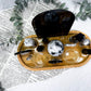 Intuition & Protection Bamboo Tray | Moonstone & Obsidian Altar with Scrying Mirror & Triple Goddess Tile