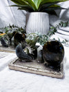 Labradorite Crystal Tarot, Incense & Chime Holder | Handmade Altar Decor | 4 Inch Silver Altar