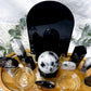 Intuition & Protection Bamboo Tray | Moonstone & Obsidian Altar with Scrying Mirror & Triple Goddess Tile