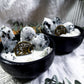 Cast Iron Ritual Candle with Moonstone and Triple Moon Charm | Enoki Forest Scent for Intuition and Grounding
