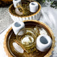 Moon Petal | Clear Quartz Tarot Altar with Double Chime Holders, Tealight Holder and Jasmine