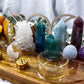 Queer Sanctuary: Rainbow Crystal Pride Altar Set with Towers, Spheres, Candle Holders, and Tarot Stand for Identity and Joyful Spellwork