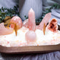 Rose Quartz Crystal Candle | Handmade Soy Dough Bowl Candle | Self Love Candle with Bohemian Rose Scent