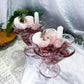 Blush Devotion | Rose Quartz Pedestal Altar Bowl with Chime Candle Holder, Peony, Rose and Strawberry Quartz