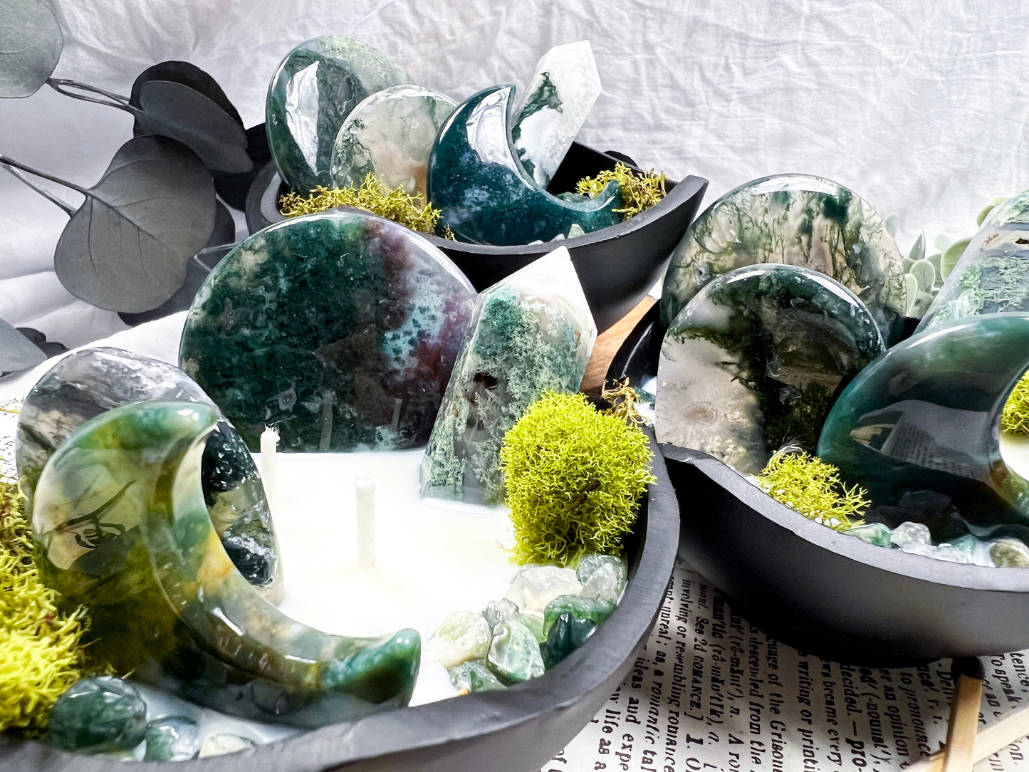 Moss Agate Bowl | Cast Iron Candle