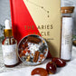 Aries Zodiac Kit | Fire Sign Ritual Set with Candle, Tea, Oil, Crystals, Oracle Book & Zodiac Pendant