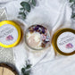 Bloomed: Self-Love Travel Candle with Rose Quartz, Amethyst, and Vanilla Lilac Scent for Emotional Healing and Heart Rituals