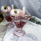 Blush Devotion | Rose Quartz Pedestal Altar Bowl with Chime Candle Holder, Peony, Rose and Strawberry Quartz