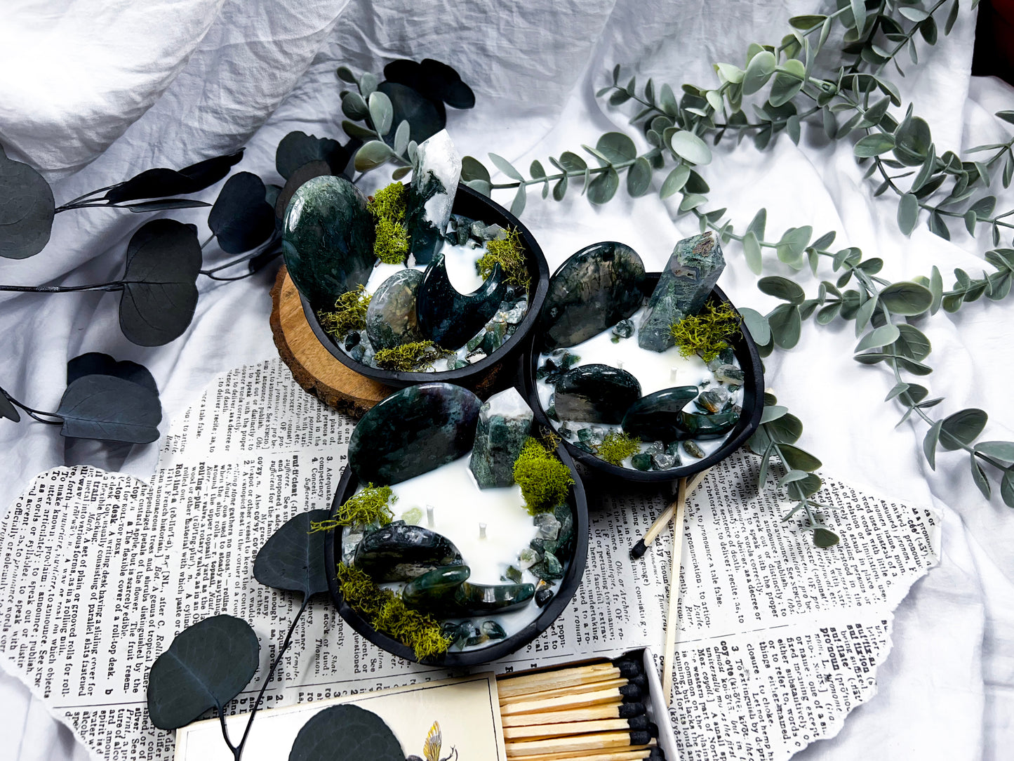 Moss Agate Bowl | Cast Iron Candle