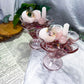 Blush Devotion | Rose Quartz Pedestal Altar Bowl with Chime Candle Holder, Peony, Rose and Strawberry Quartz