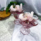 Blush Devotion | Rose Quartz Pedestal Altar Bowl with Chime Candle Holder, Peony, Rose and Strawberry Quartz
