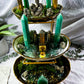 Three Tier Money Altar | Green Aventurine & Pyrite Crystal Altar with Money Bowl | Abundance & Prosperity Decor