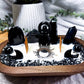 Obsidian Crystal Candle | Handmade Soy Dough Bowl Candle | Protection Candle with Bohemian Rose Scent