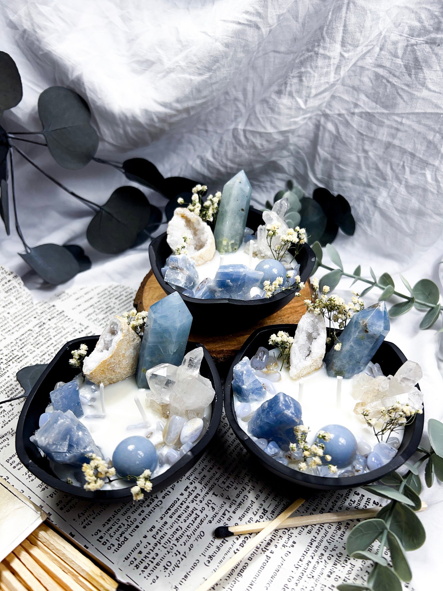 Blue Calcite Bowl | Cast Iron Candle