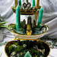 Three Tier Money Altar | Green Aventurine & Pyrite Crystal Altar with Money Bowl | Abundance & Prosperity Decor