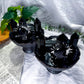 Shadow Keep | Obsidian Pedestal Bowl Altar with Tarot Holder, Chime Candle Holder, Elderberries and Juniper
