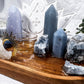 Peace & Spiritual Connection Acacia Altar| Angelite & Blue Chalcedony Altar with White Lotus, Celestite & Quartz Moon