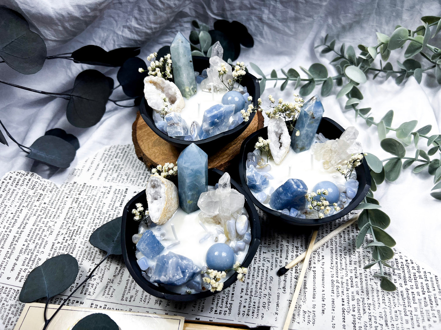 Blue Calcite Bowl | Cast Iron Candle